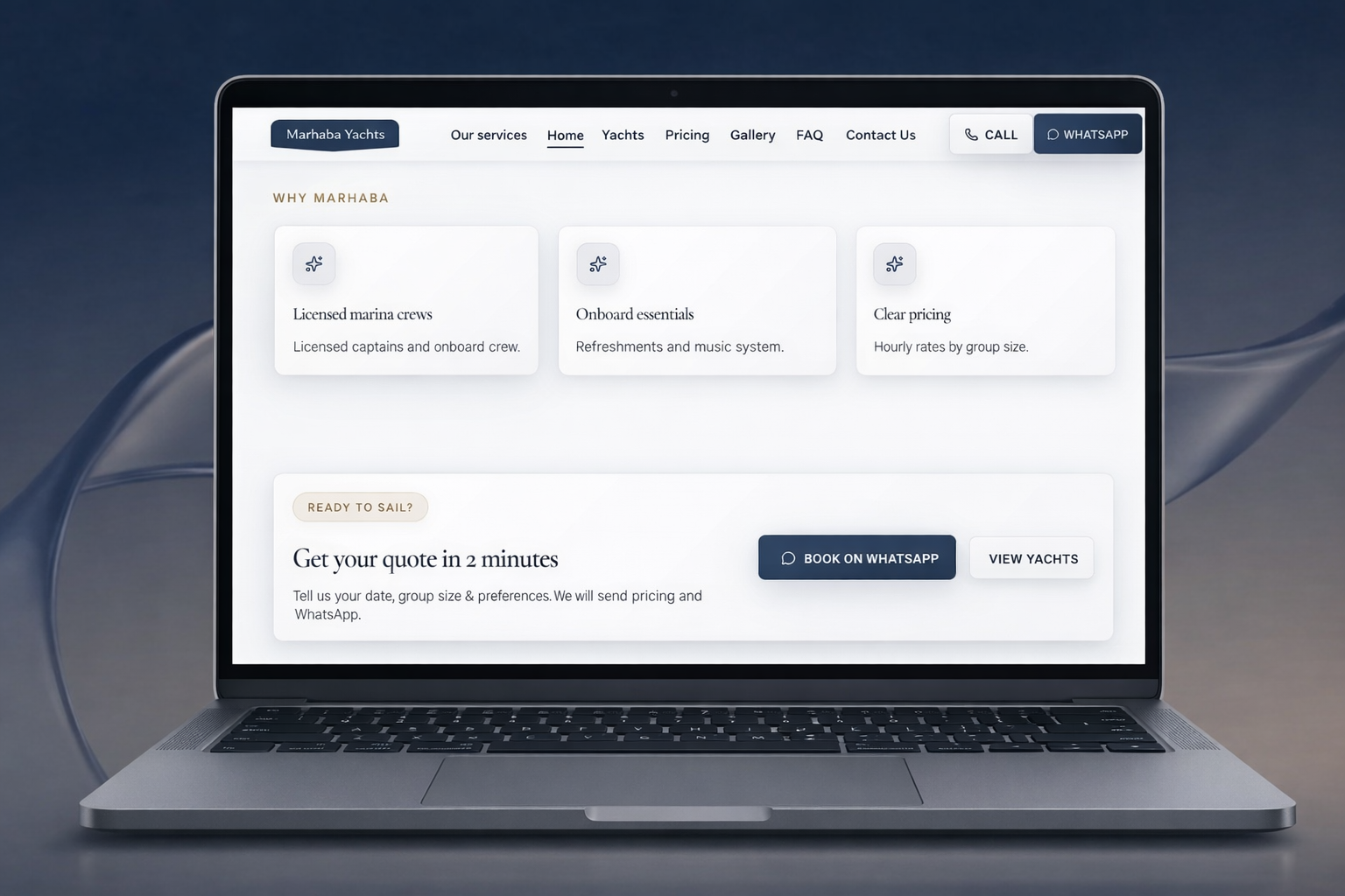 Yacht rental website challenge overview